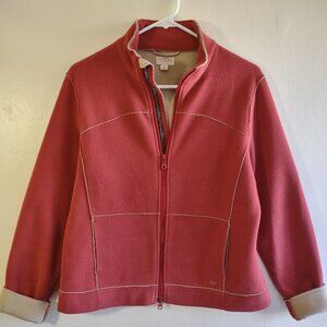 Aventura Women's Athletic Fleece Jacket  Red Rust  Raw Edge  Full Zip  Sz M